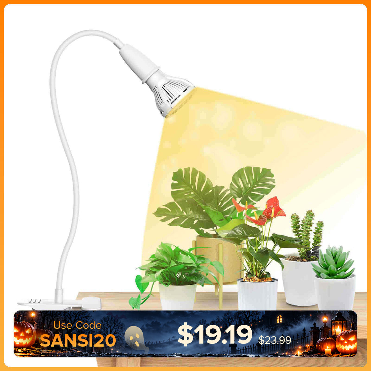 10 W verstellbares 1-Kopf-LED-Pflanzenlicht zum Anklemmen (NUR USA/Kanada)