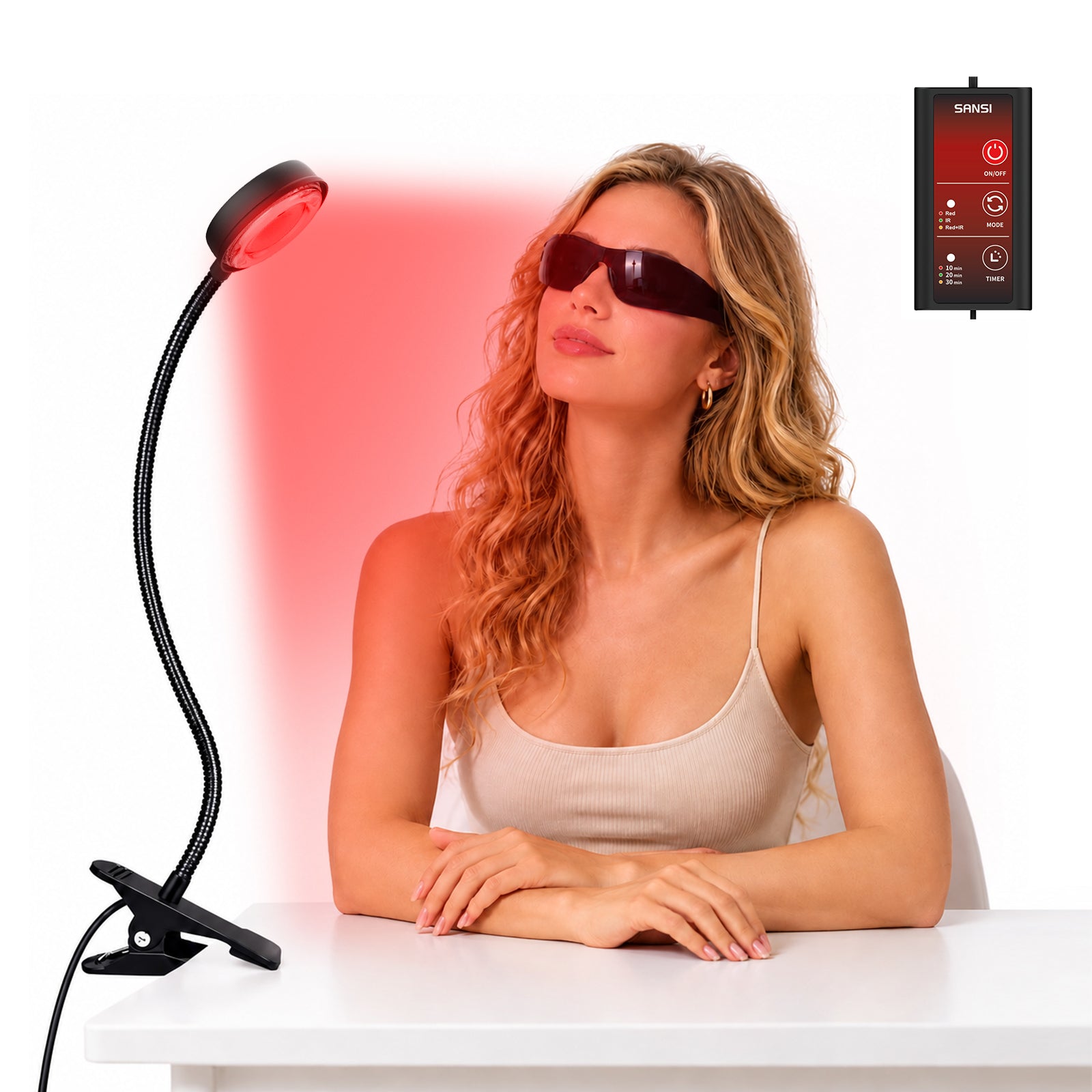 SANSI 12W Adjustable 1-Head Clip-on Red Therapy Light for Body Face (US ONLY)