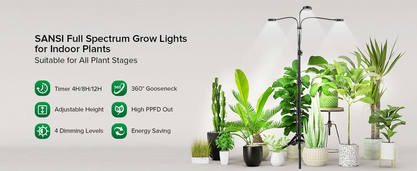 30W 3 Head Adjustable Tripod Stand Grow Light with Remote Control (US ONLY)