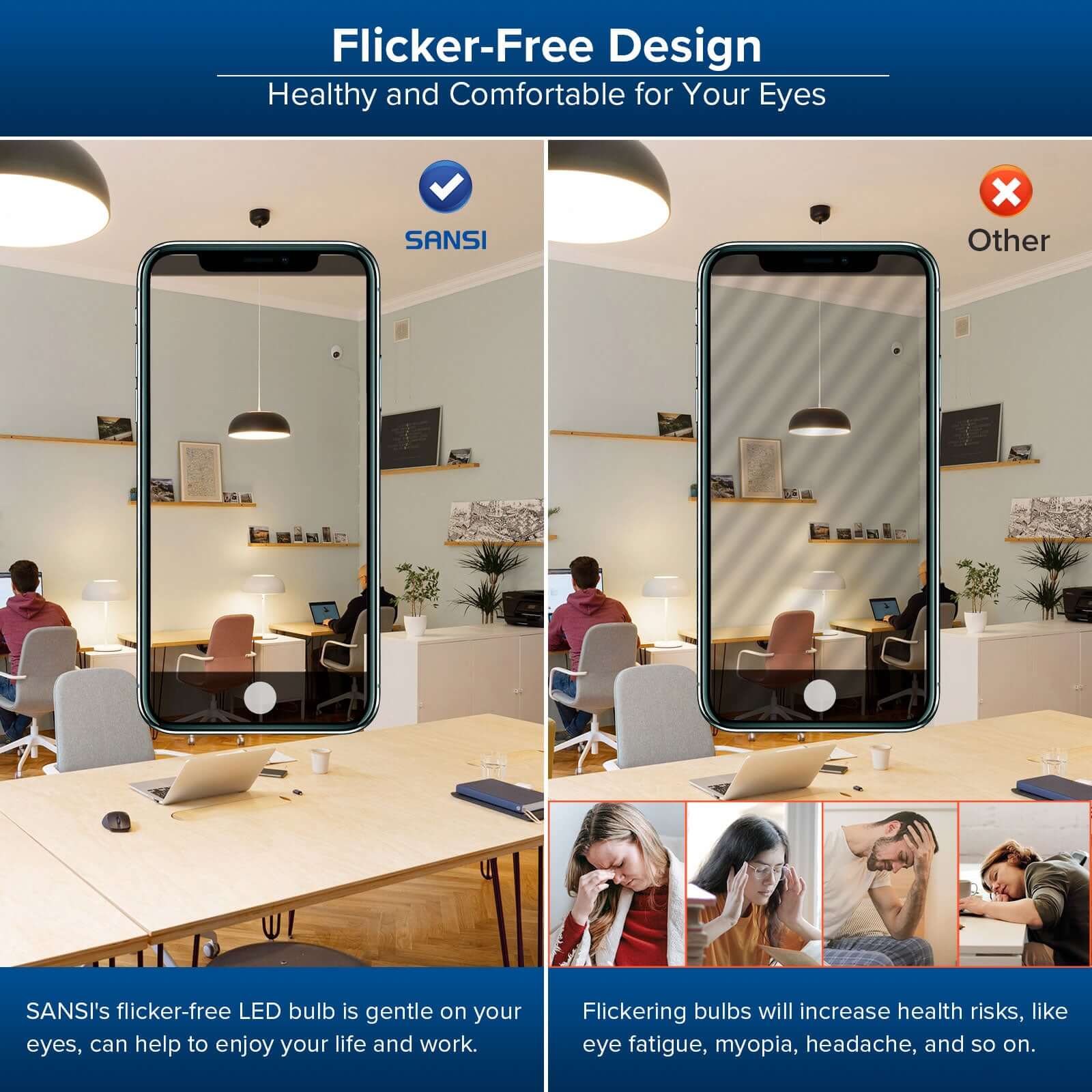 A19 30W LED 3000K/5000K Light Bulb is flicker-fee, healthy and comfortable for your eyes