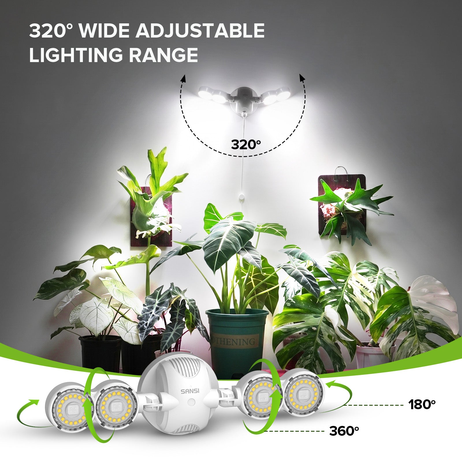 SANSI 30W LED Wall Mounted Grow Light with Remote Control (US ONLY)