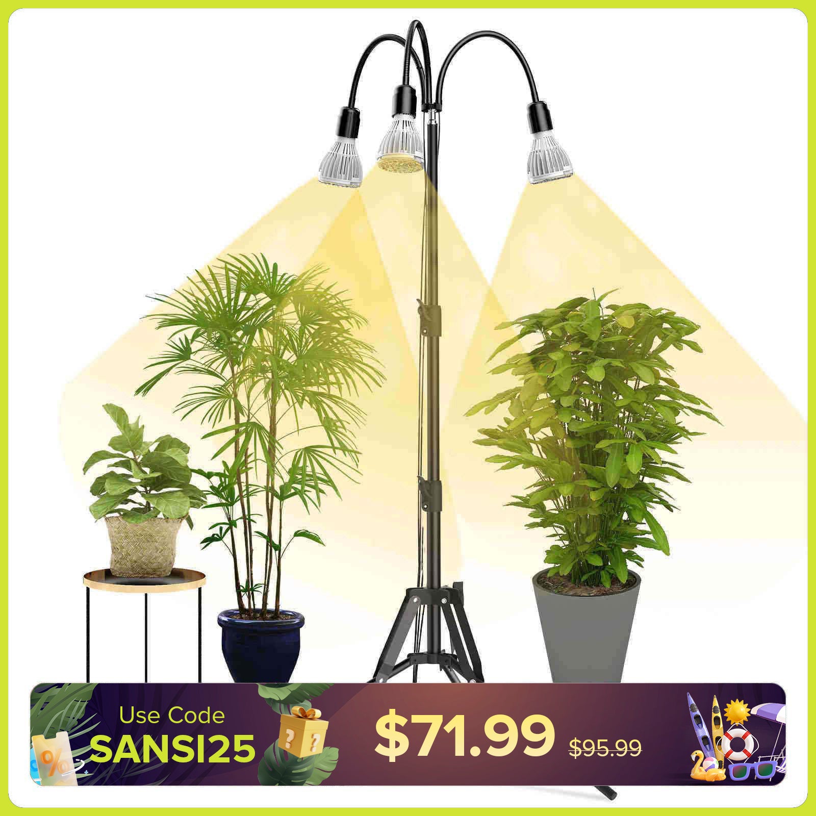 96W/128W Grow Light with Adjustable Tripod Stand (US ONLY), US 120V / 96W