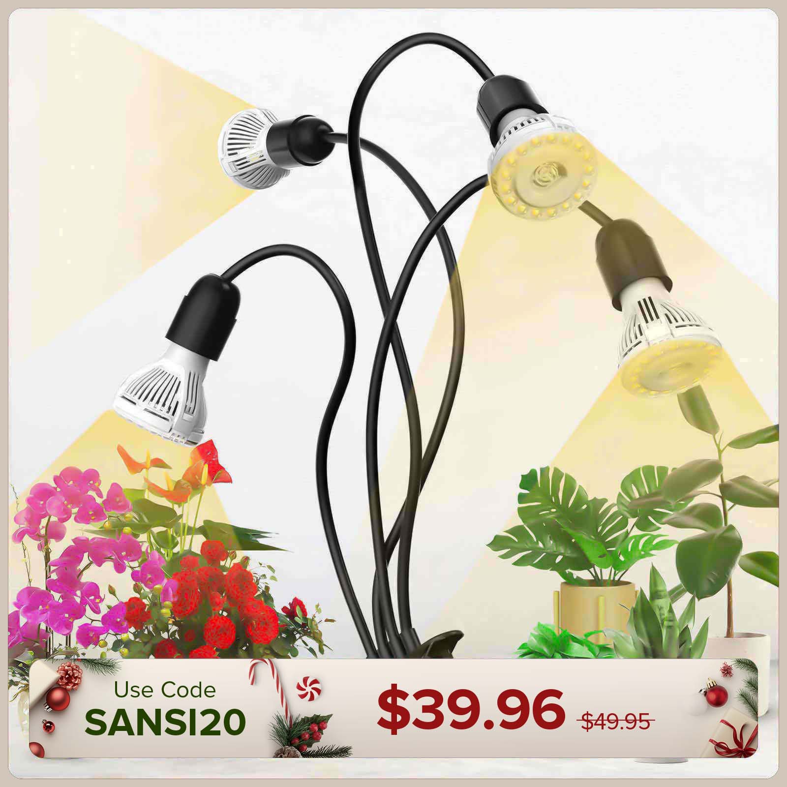 40 W verstellbares 4-Kopf-Clip-on-LED-Wachstumslicht (NUR USA/KANADA)