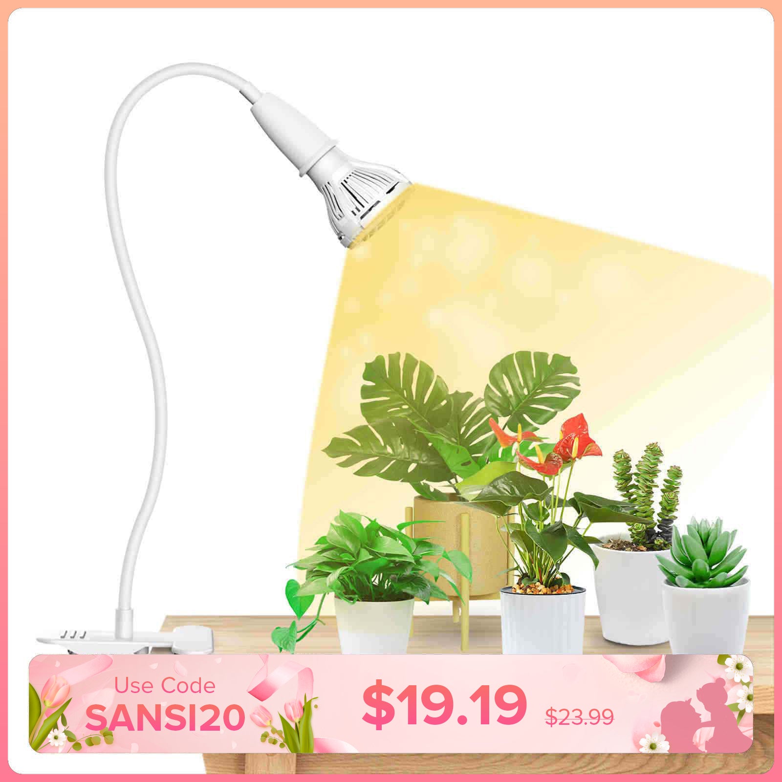 10W Adjustable 1-Head Clip-on LED Grow Light (US/CA ONLY)