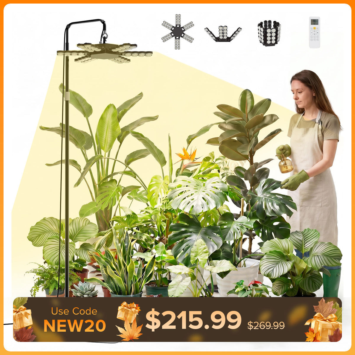 SANSI 240W Folding Wings LED Standing Grow Light with Remote Control (US ONLY)