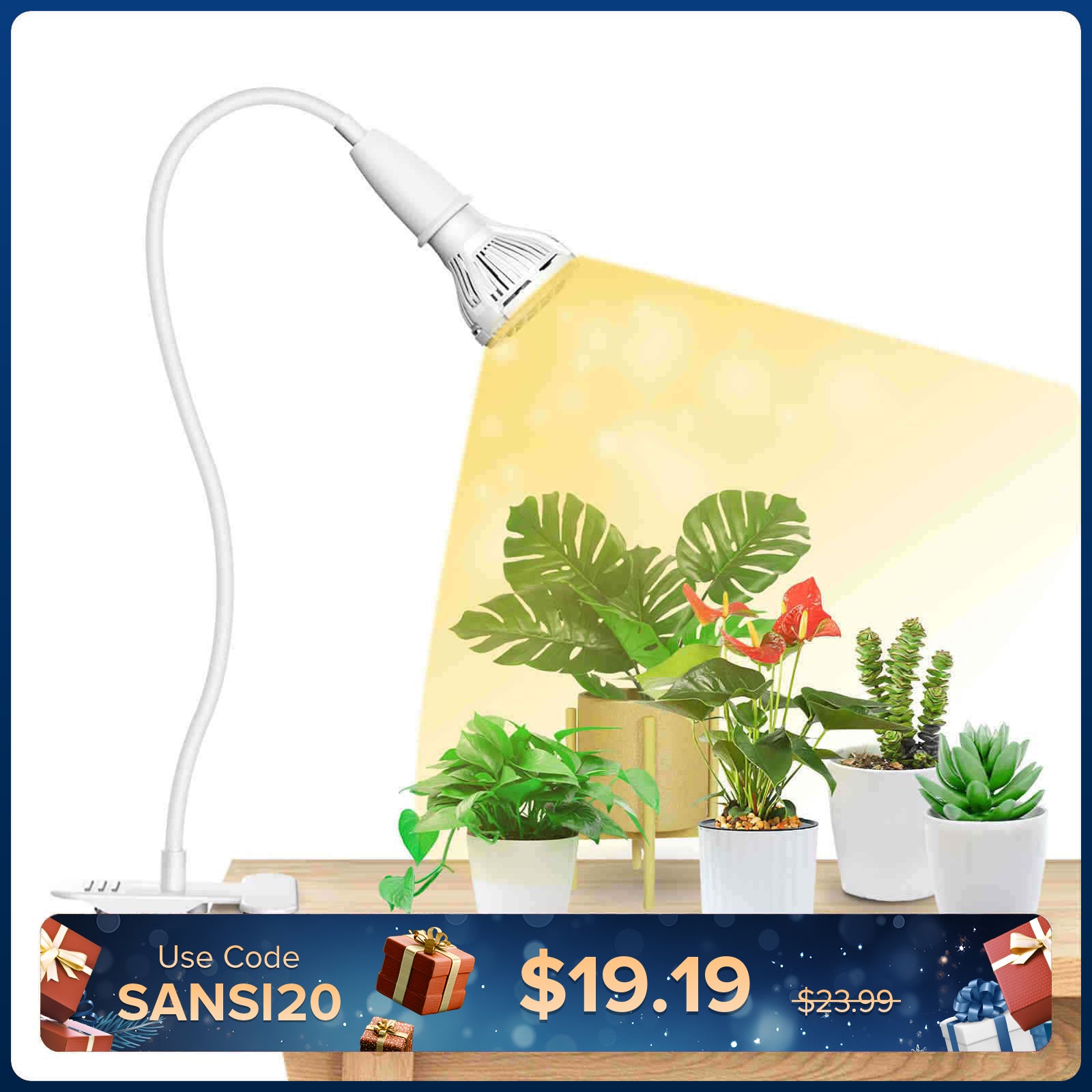 10 W verstellbares 1-Kopf-LED-Pflanzenlicht zum Anklemmen (NUR USA/Kanada)