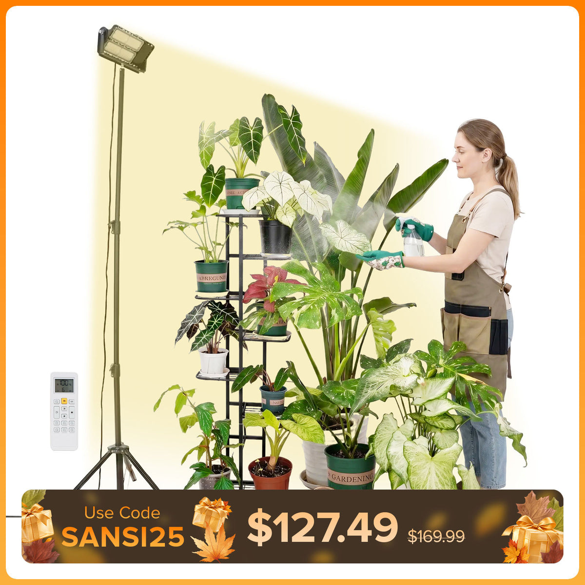 SANSI 100W Panel LED Standing Grow Light with Remote Control (US ONLY)