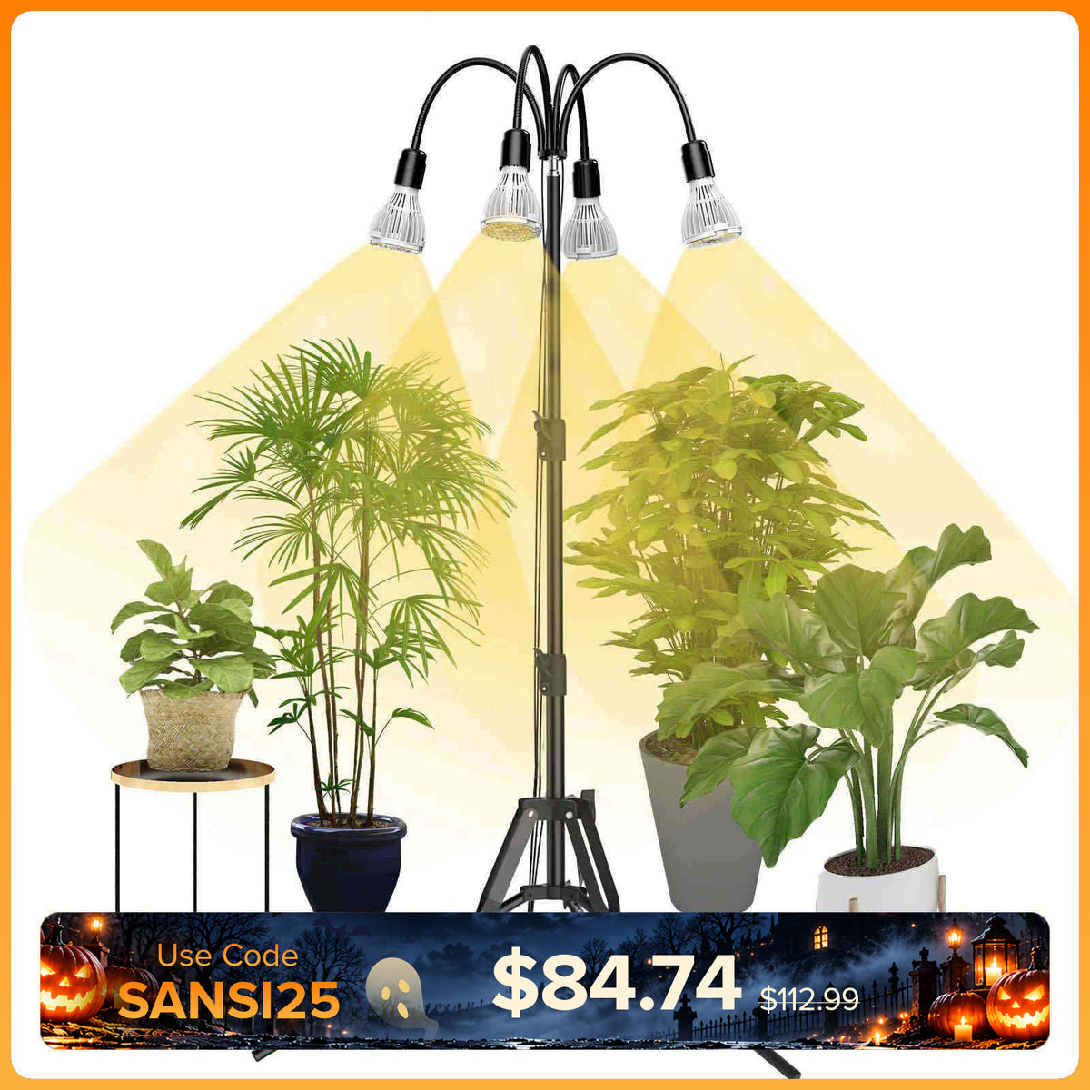 96 W/128 W Pflanzenlampe mit verstellbarem Stativständer (NUR USA)