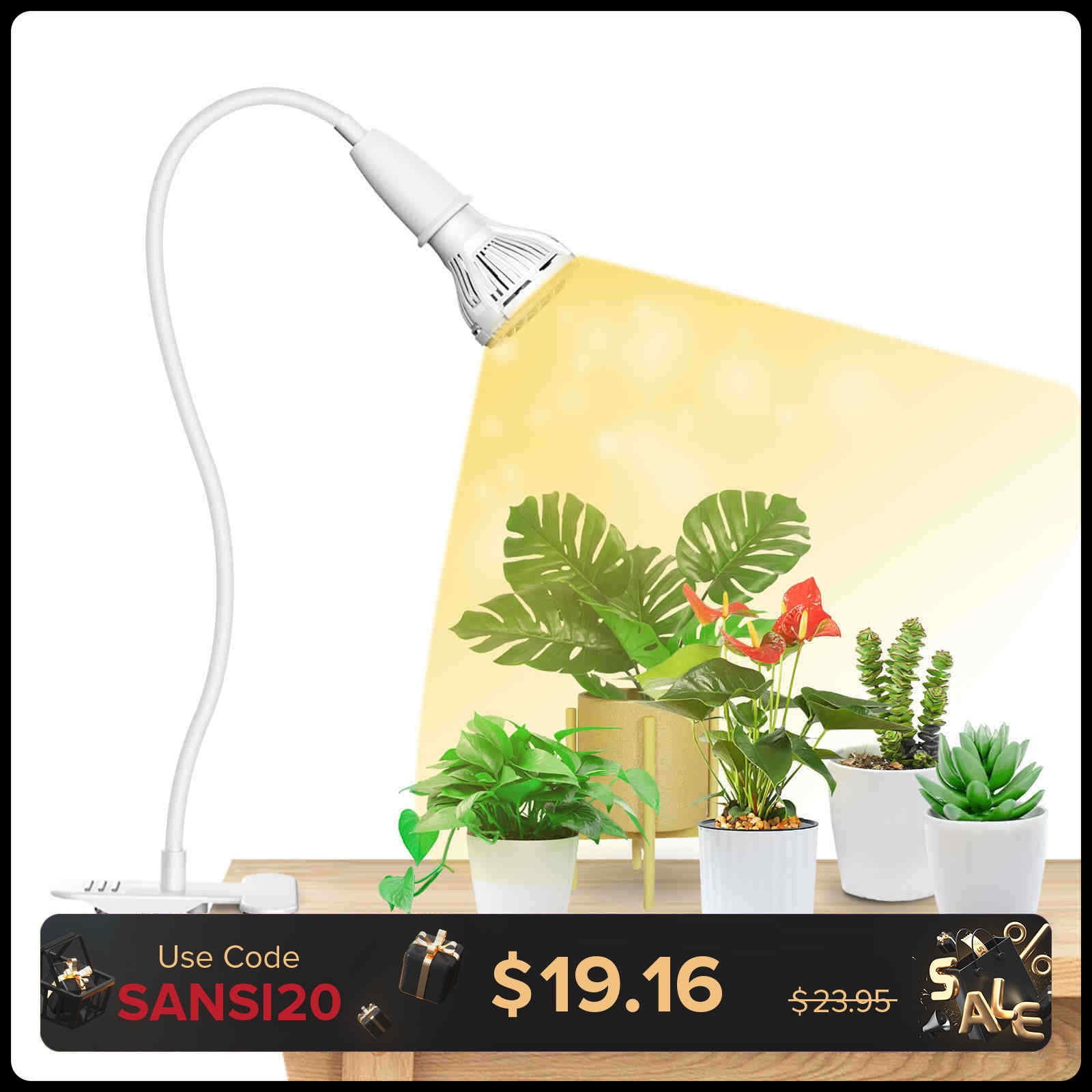 10W Adjustable 1-Head Clip-on LED Grow Light (US/CA ONLY)