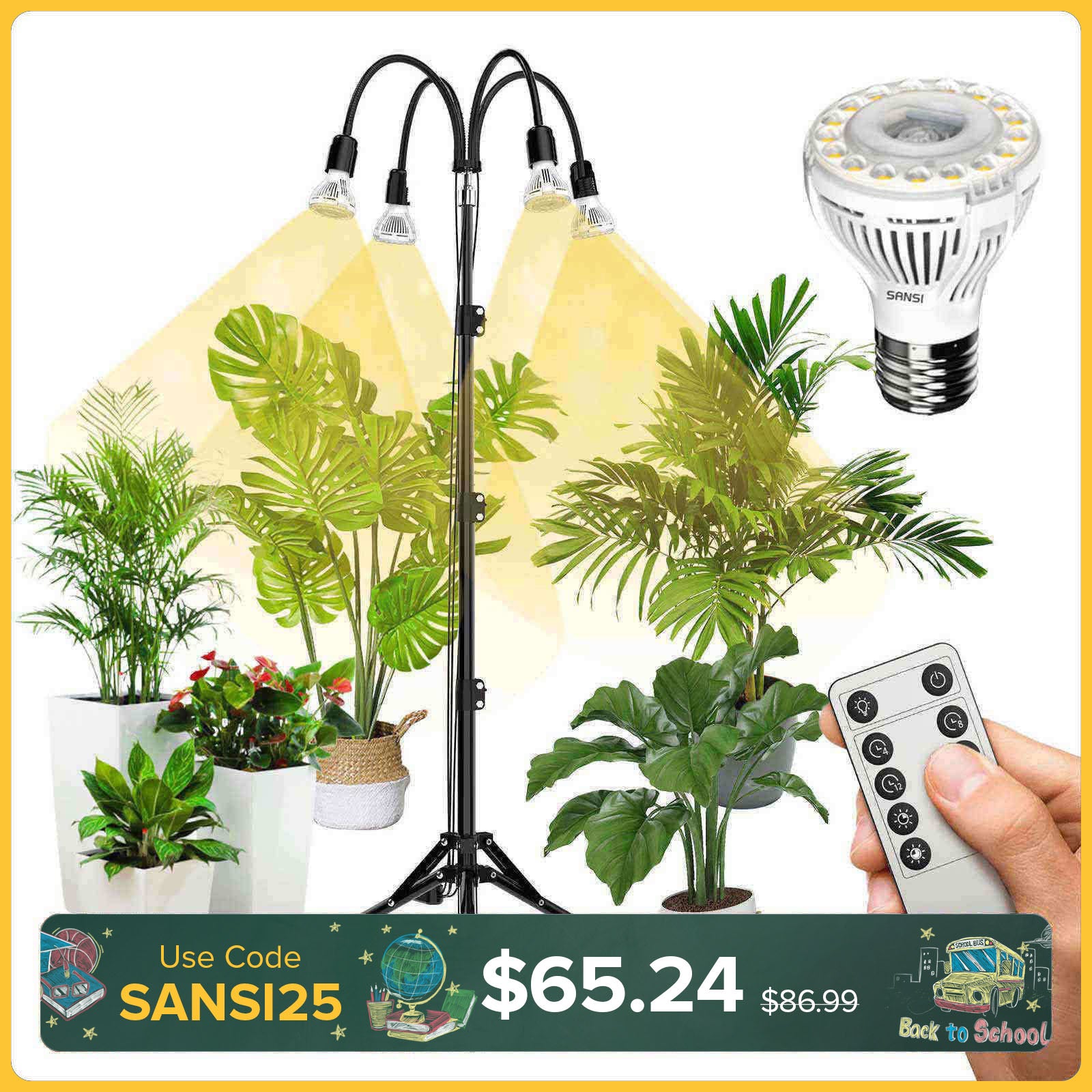 Upgraded 40W Adjustable Tripod Stand Grow Light with Remote Control (US/CA ONLY)