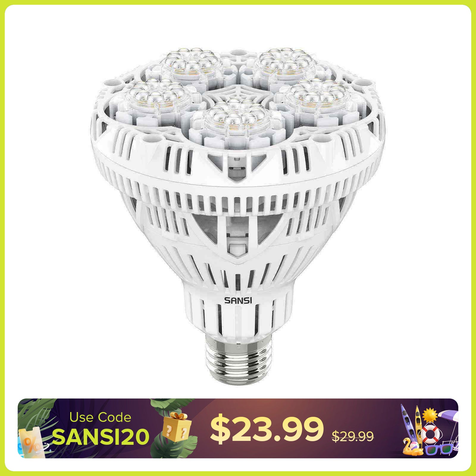 BR30 24W LED Grow Light Bulb