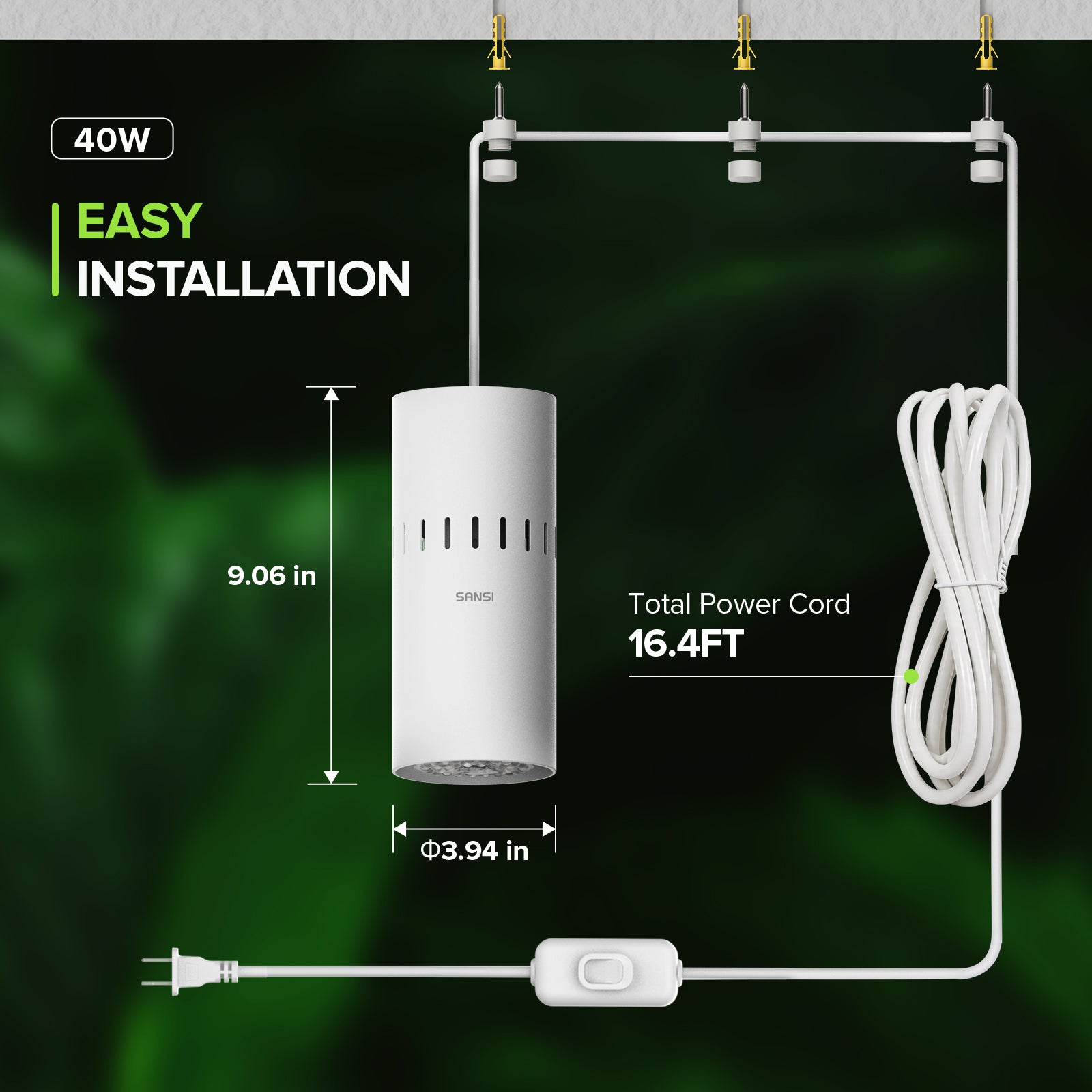 SANSI 40W Smart LED Hanging Grow Light(US ONLY)