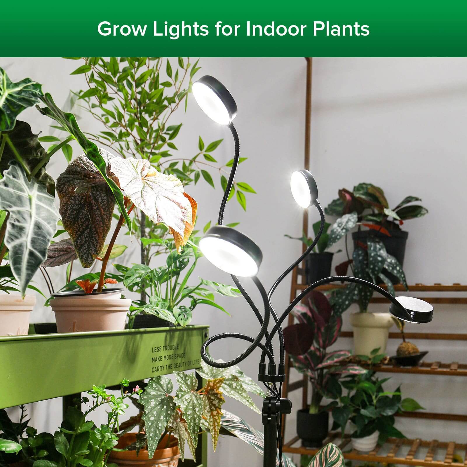 40W 4-Head Adjustable Tripod Stand Grow Light with Remote Control, grow lights for indoor plants.