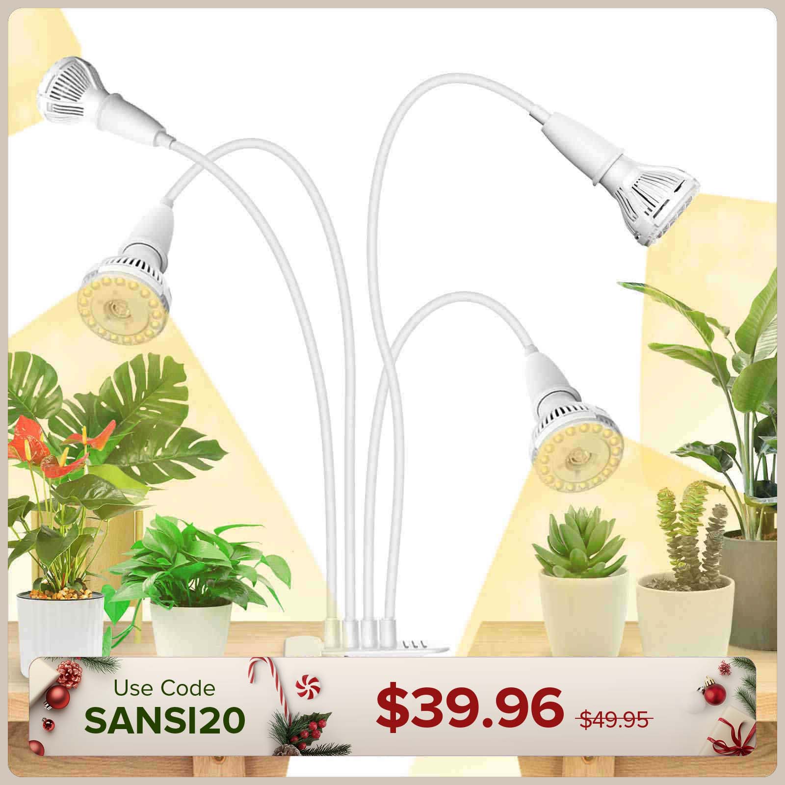 40W Adjustable 4-Head Clip-on LED Grow Light (US/CA ONLY)