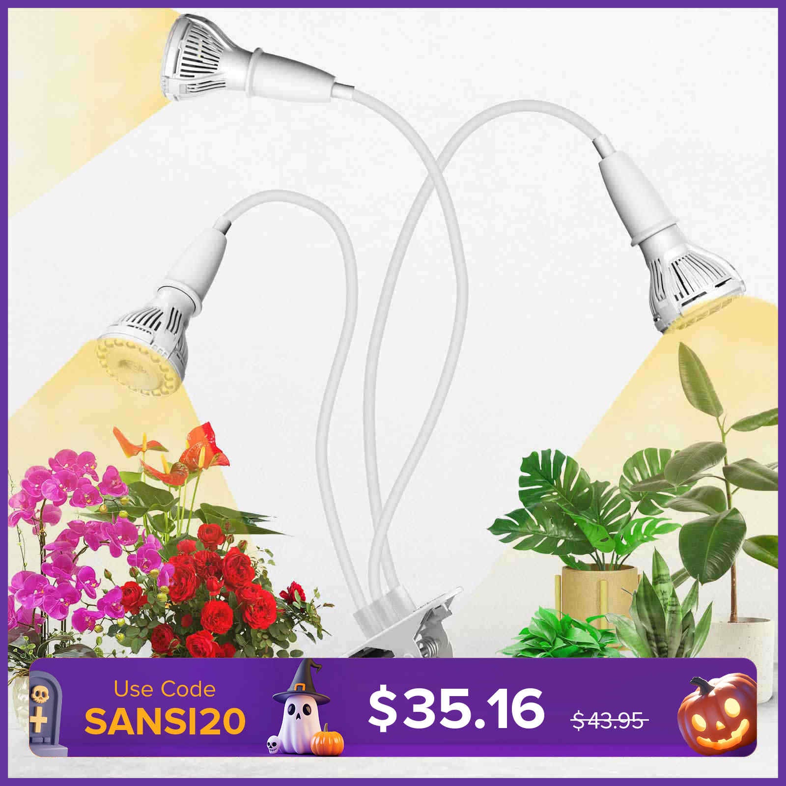 30W Adjustable 3-Head Clip-on LED Grow Light (US/CA ONLY)