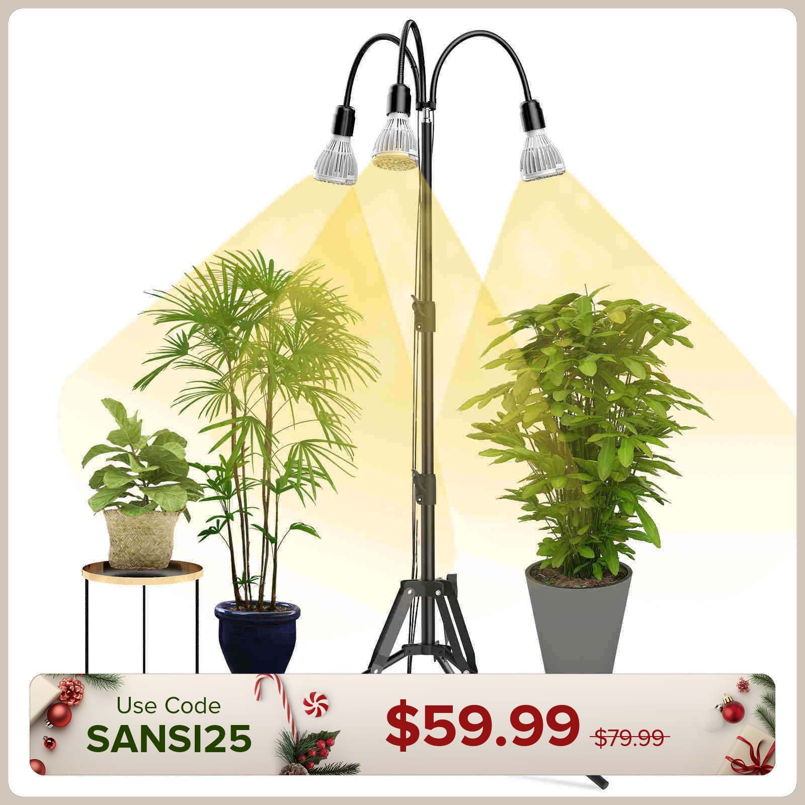 SANSI Upgraded 90W Multi-head Grow Light with Adjustable Tripod Stand