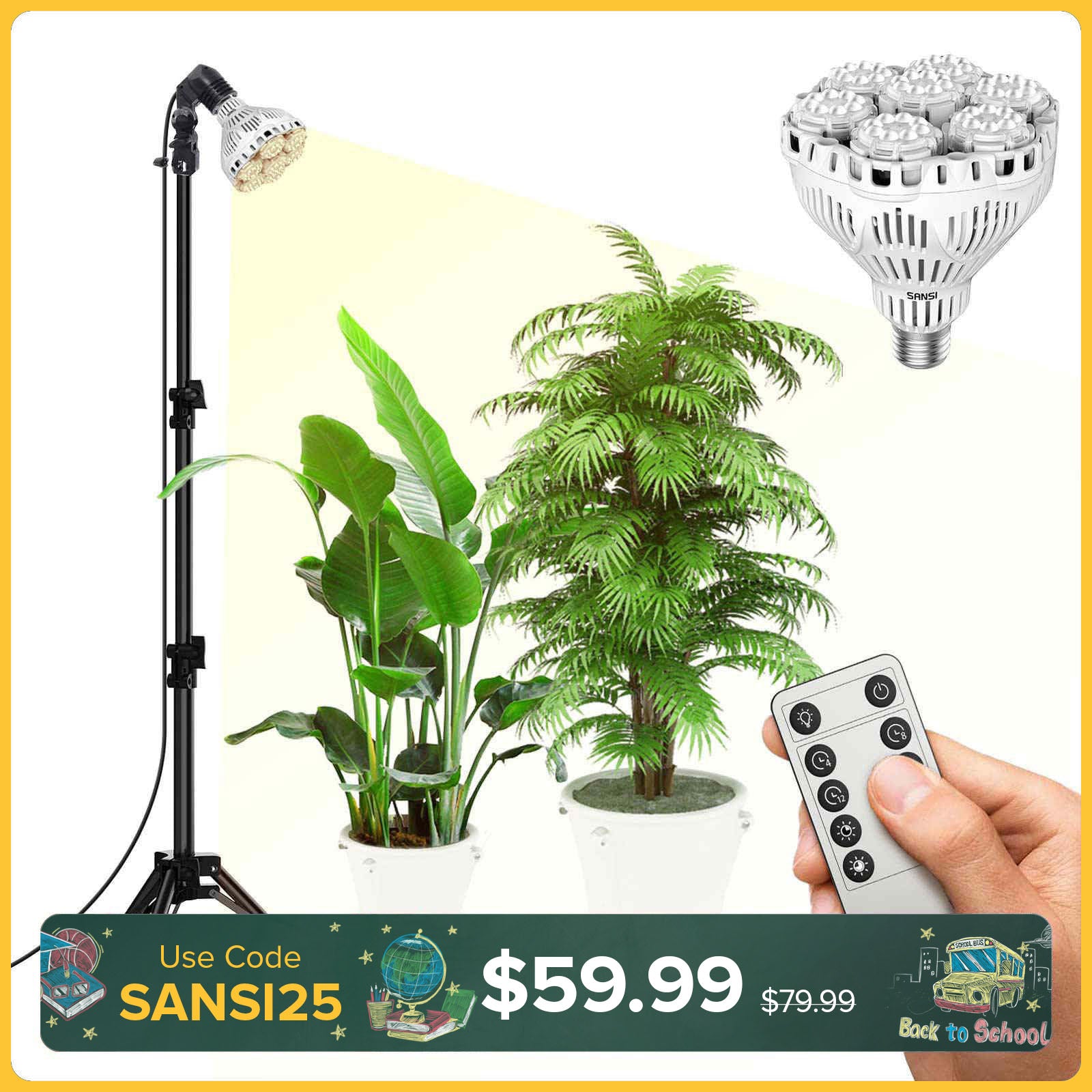 BR30 40W Adjustable Tripod Stand Grow Light with Remote Control