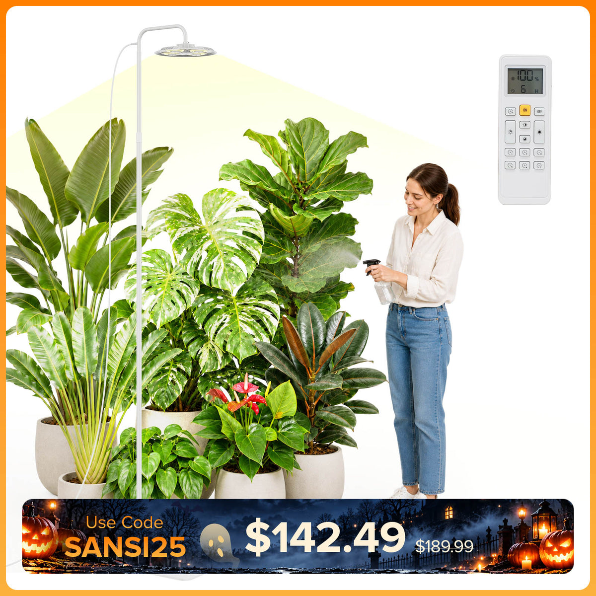SANSI 125W Tall Standing Grow Light With Remote Control (US/CA ONLY)