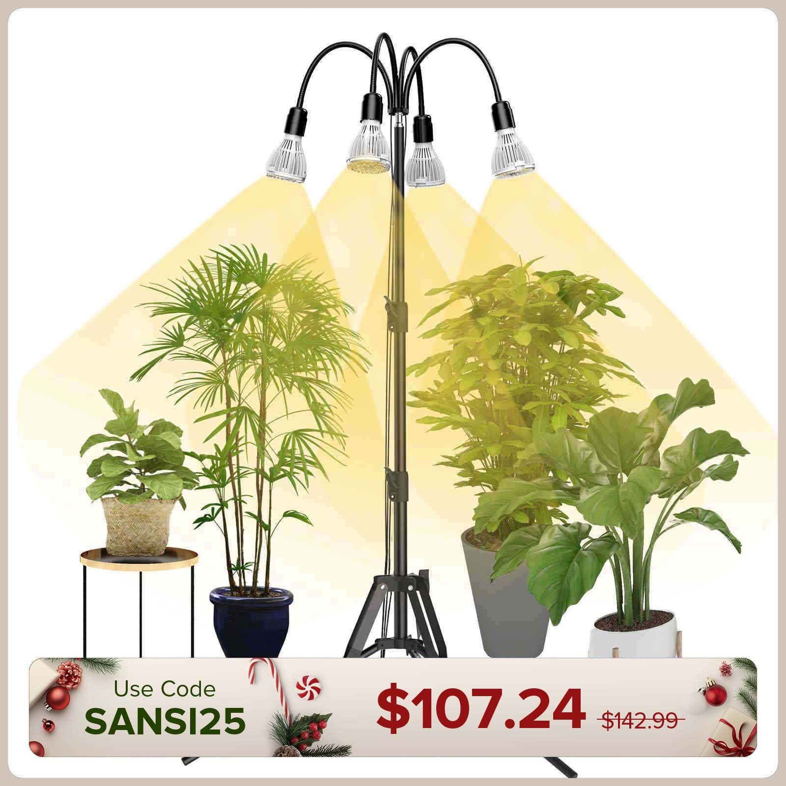SANSI Upgraded 120W Multi-head Grow Light with Adjustable Tripod Stand