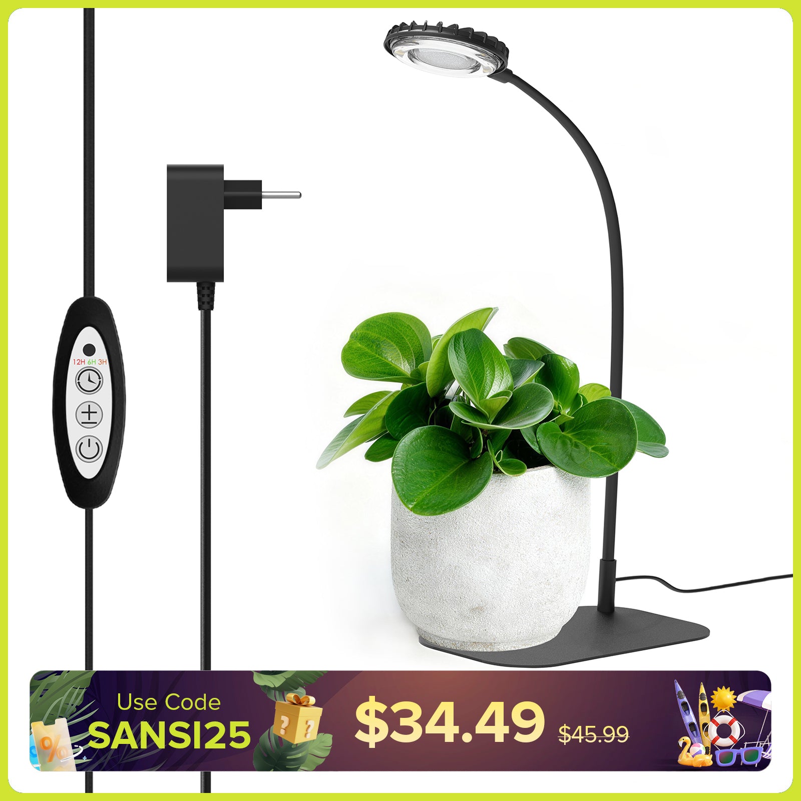SANSI 12W Tabletop LED Grow Light (EU/UK ONLY)