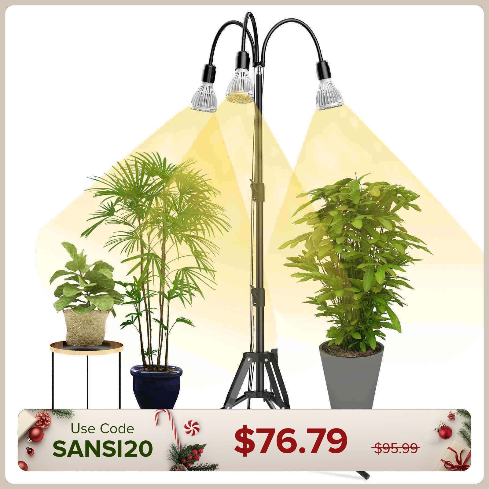 SANSI Upgraded 96W Multi-head Grow Light with Adjustable Tripod Stand (US/CA ONLY)
