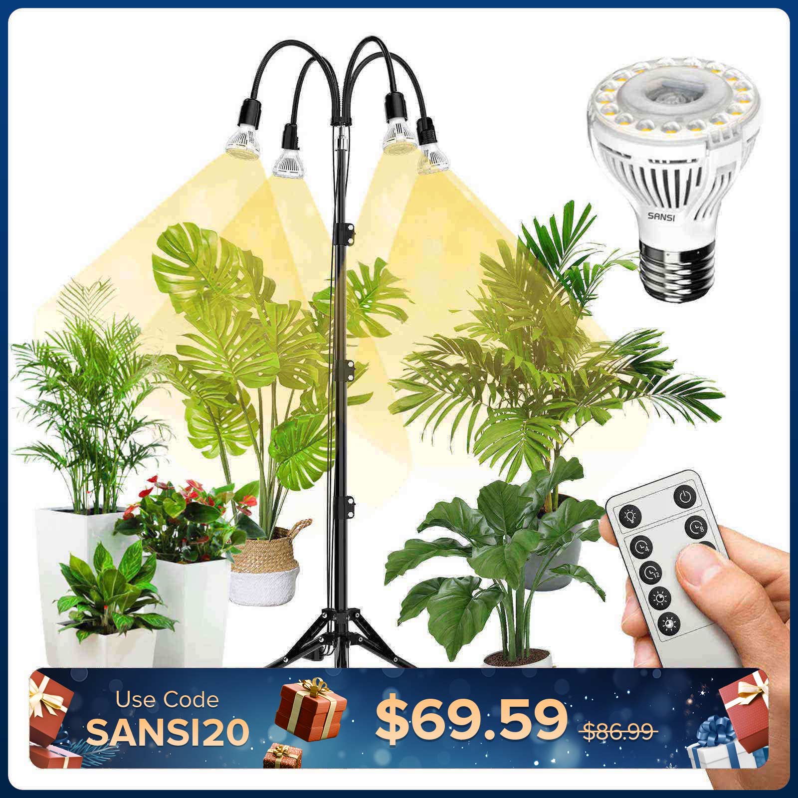 Upgraded 40W Adjustable Tripod Stand Grow Light with Remote Control (US/CA ONLY)