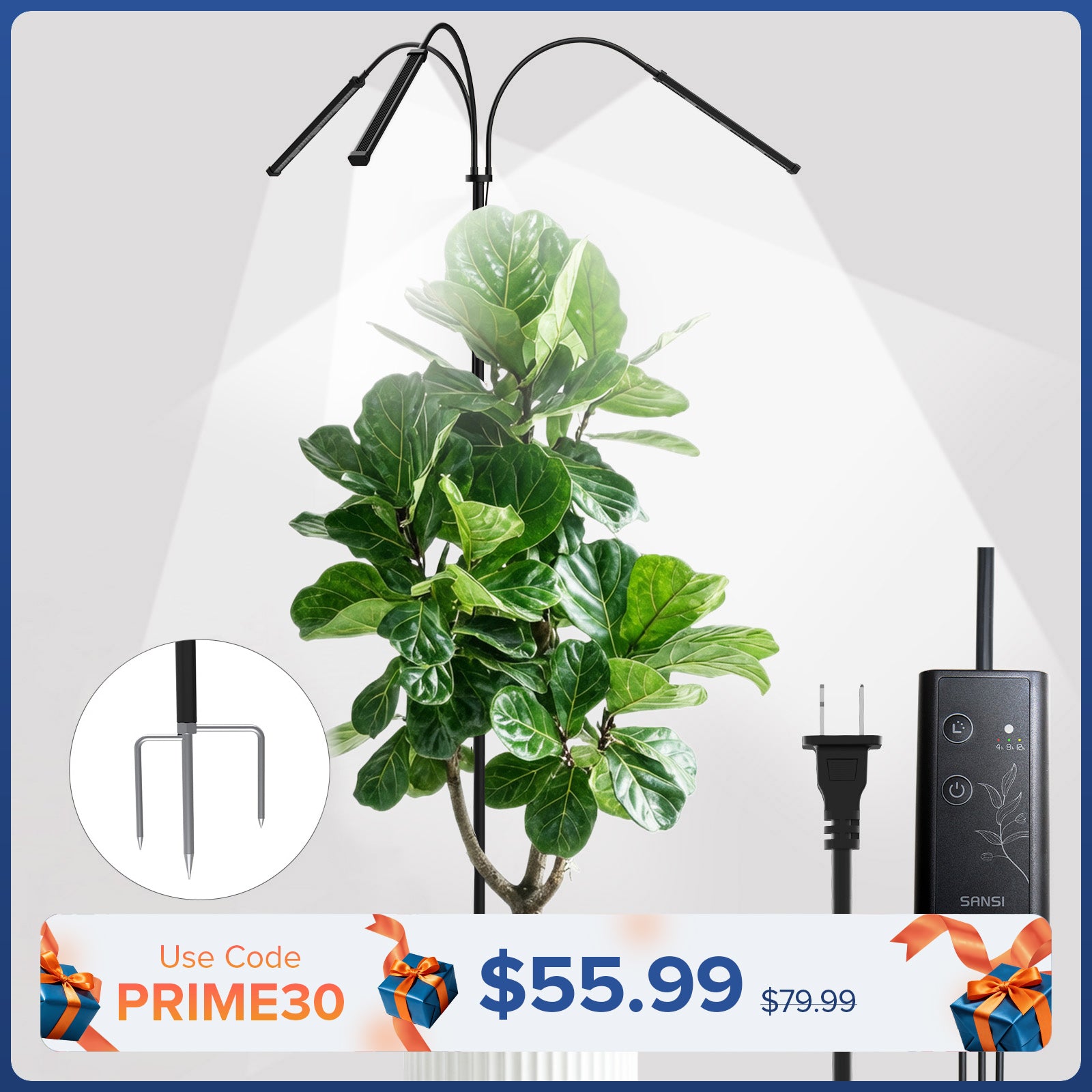 SANSI 45W Standing LED Grow Light with Ground Stake (US/CA ONLY)
