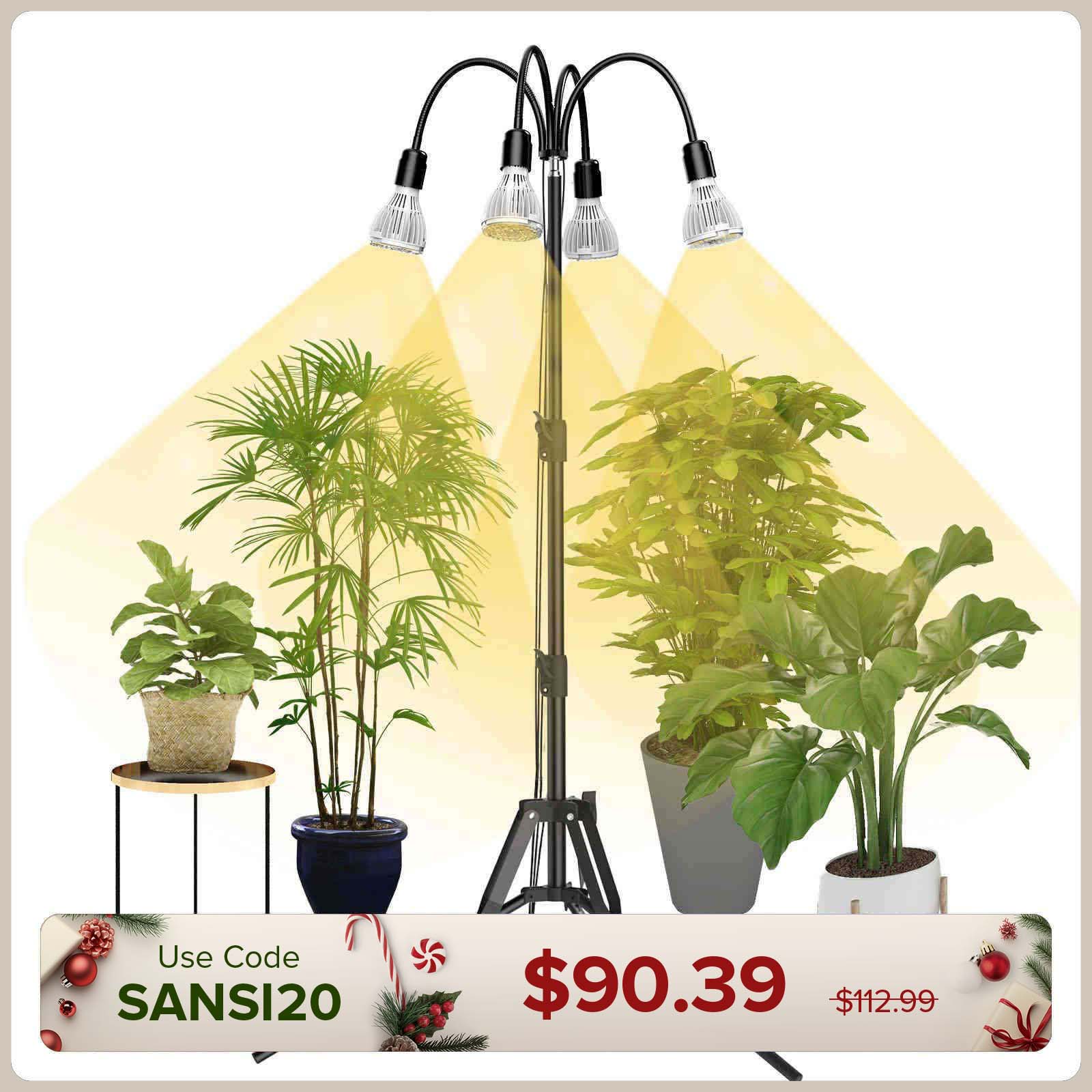 SANSI Upgraded 128W Multi-head Grow Light with Adjustable Tripod Stand (US/CA ONLY)