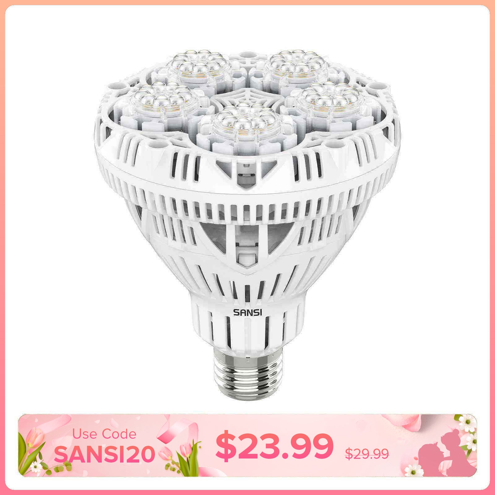 BR30 24W LED Grow Light Bulb