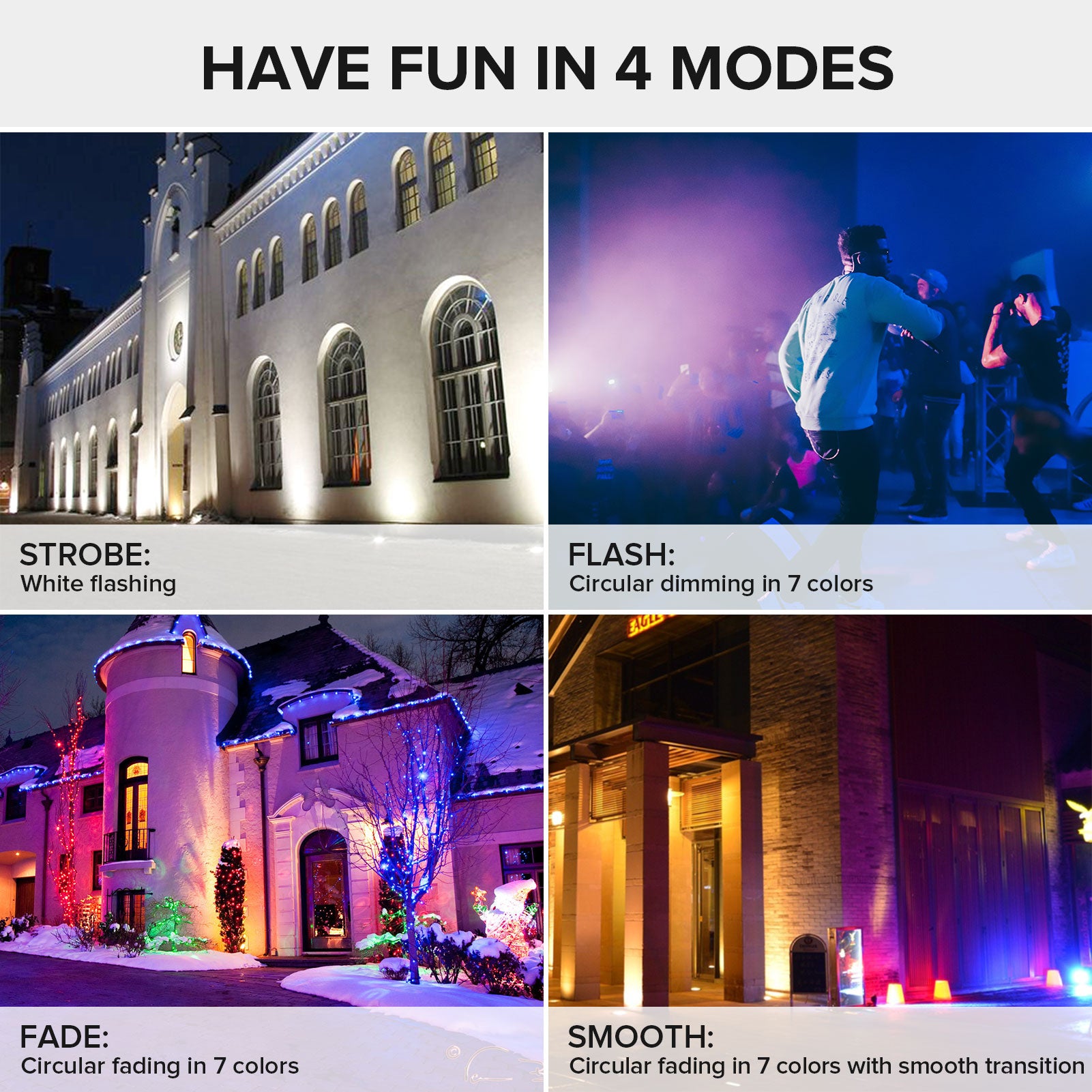 50W RGB LED Flood Light (US CA ONLY) has fun in 4 modes.