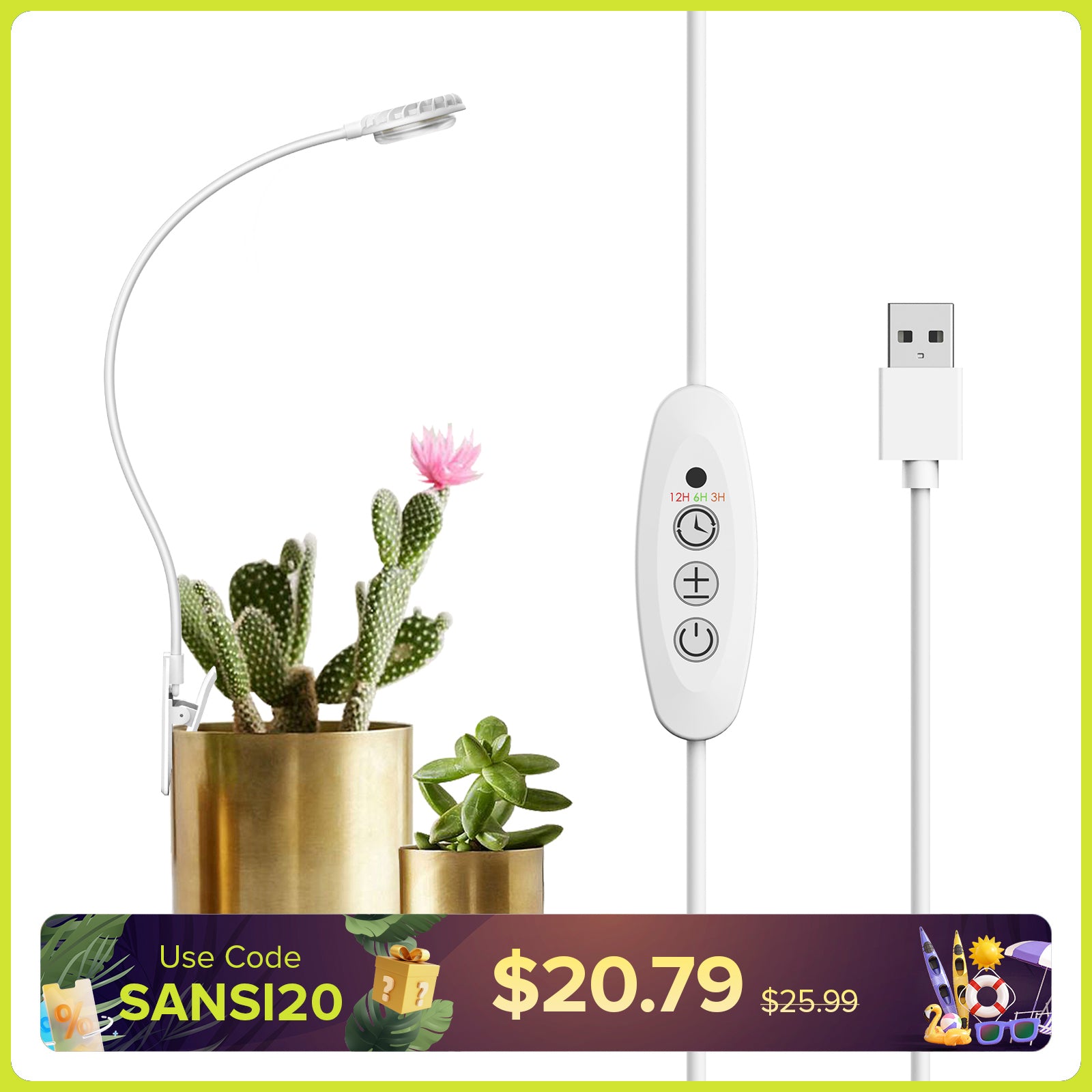 SANSI 4.5W Pot Clip LED Grow Light (EU/UK ONLY)