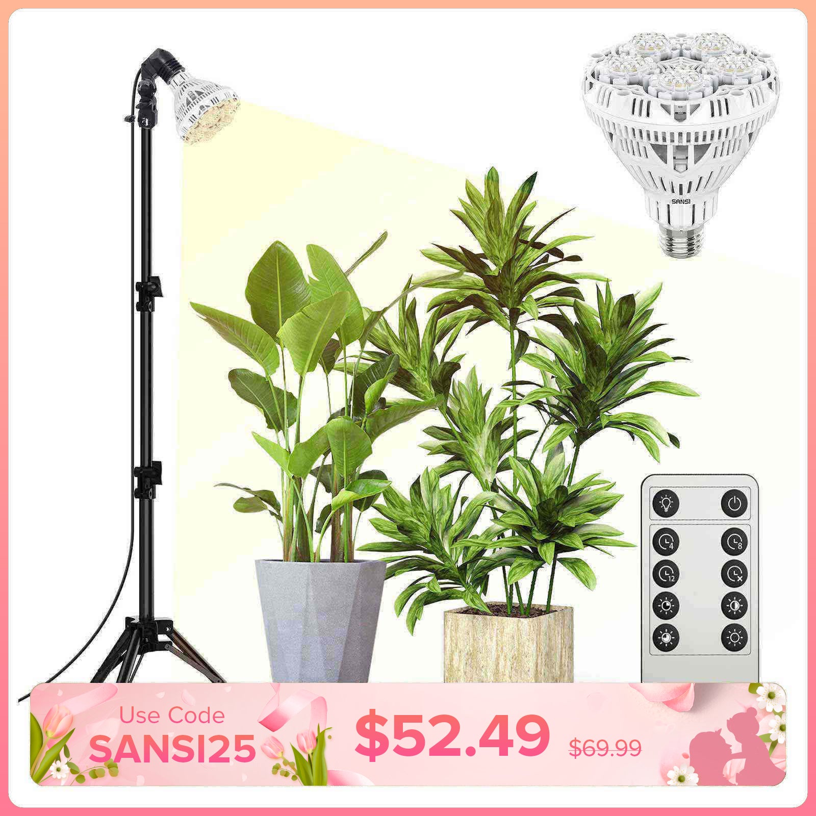 BR30 30W Verstellbare Stativ-Pflanzenlampe mit Fernbedienung (NUR USA/Kanada)