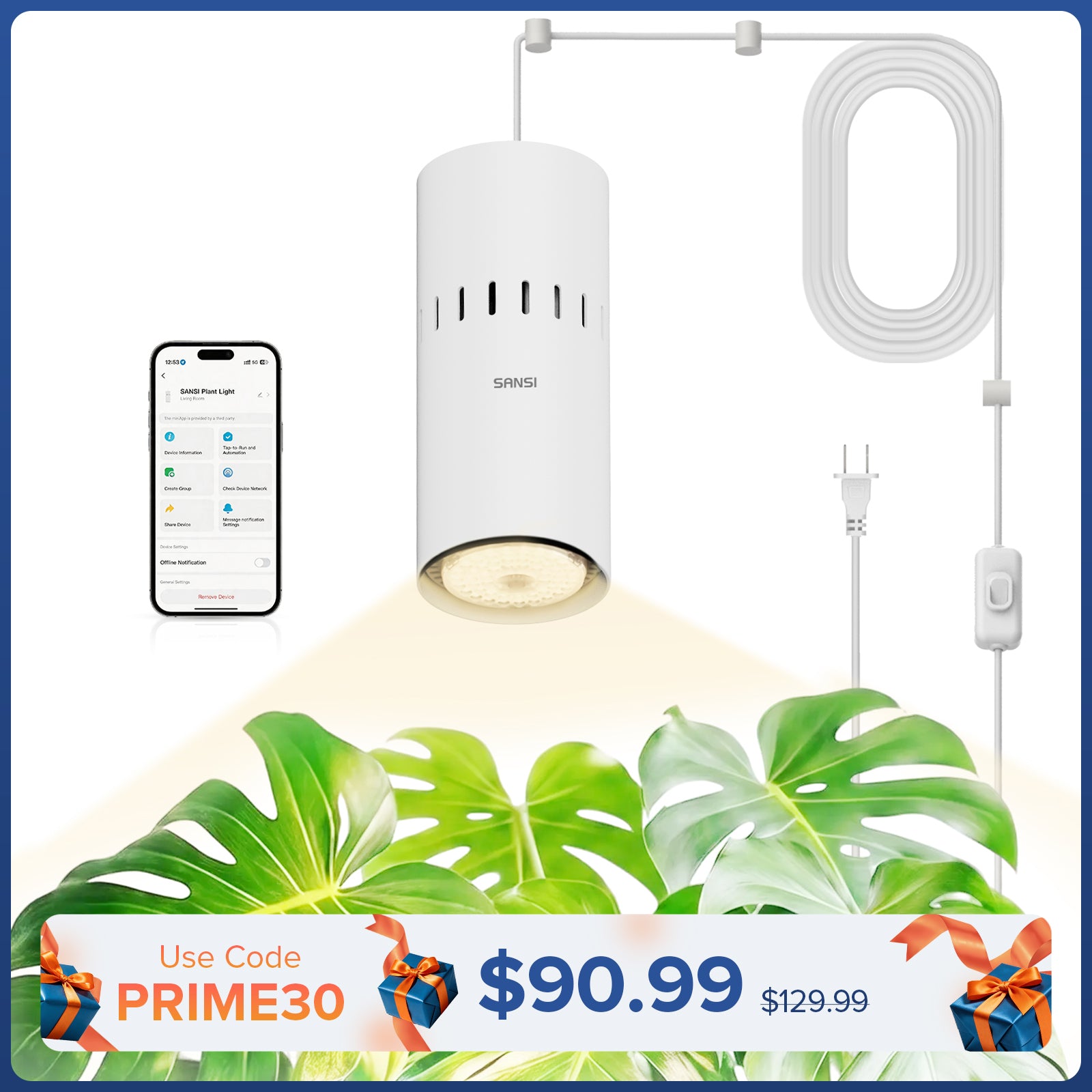 SANSI 40W Smart LED Hanging Grow Light (US ONLY)