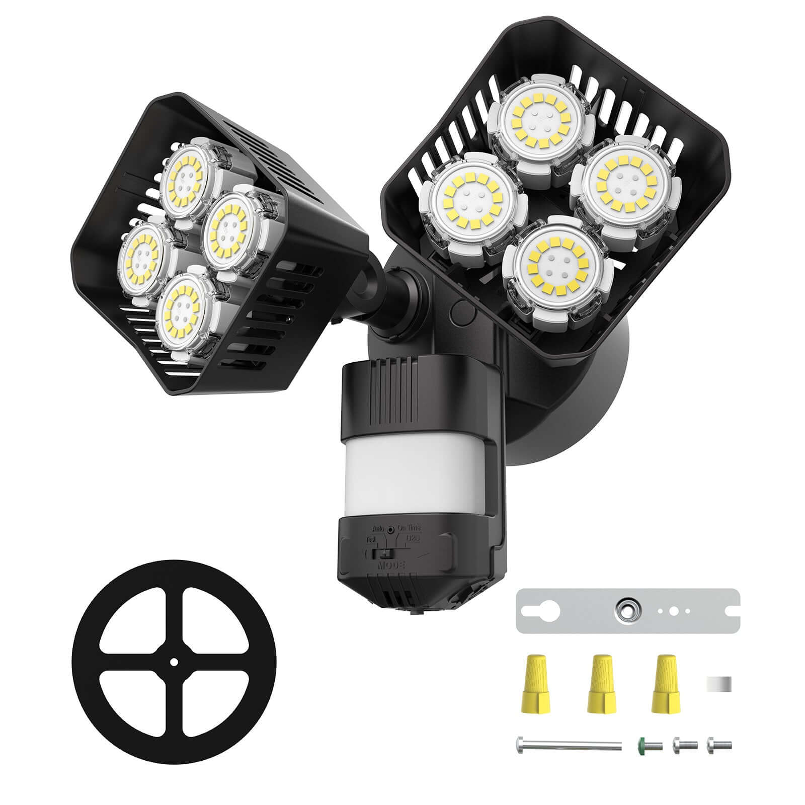 Square Upgraded 54W Led Security Light (Dusk to Dawn&Motion Sensor), black