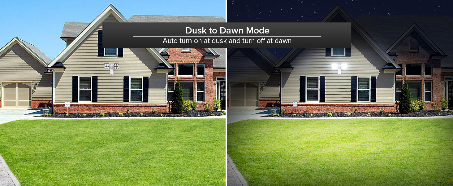 Dusk to Dawn Mode:Auto turn on at dusk and turn off at dawn.