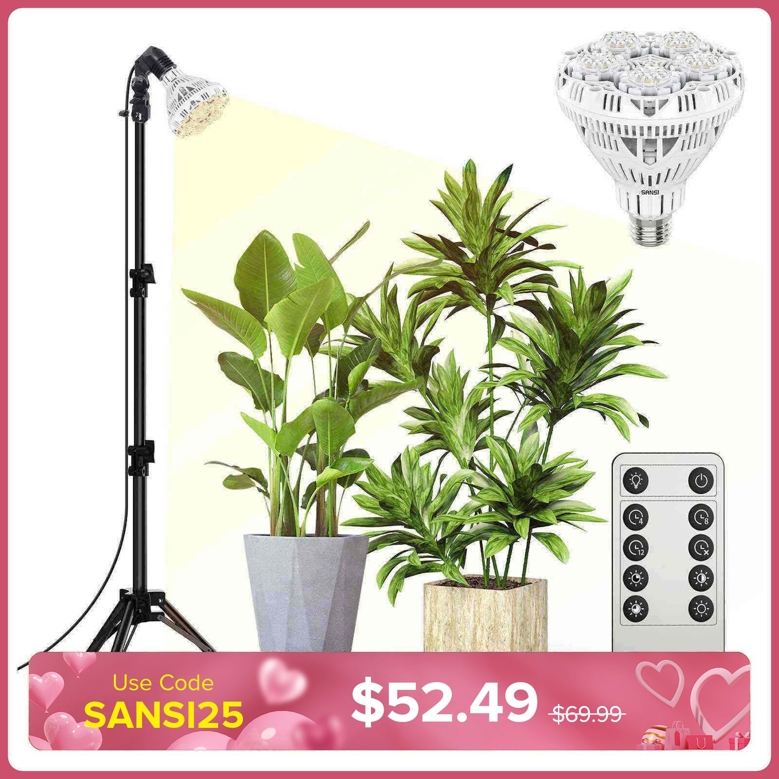 BR30 30W Adjustable Tripod Stand Grow Light with Remote Control (US/CA ONLY)