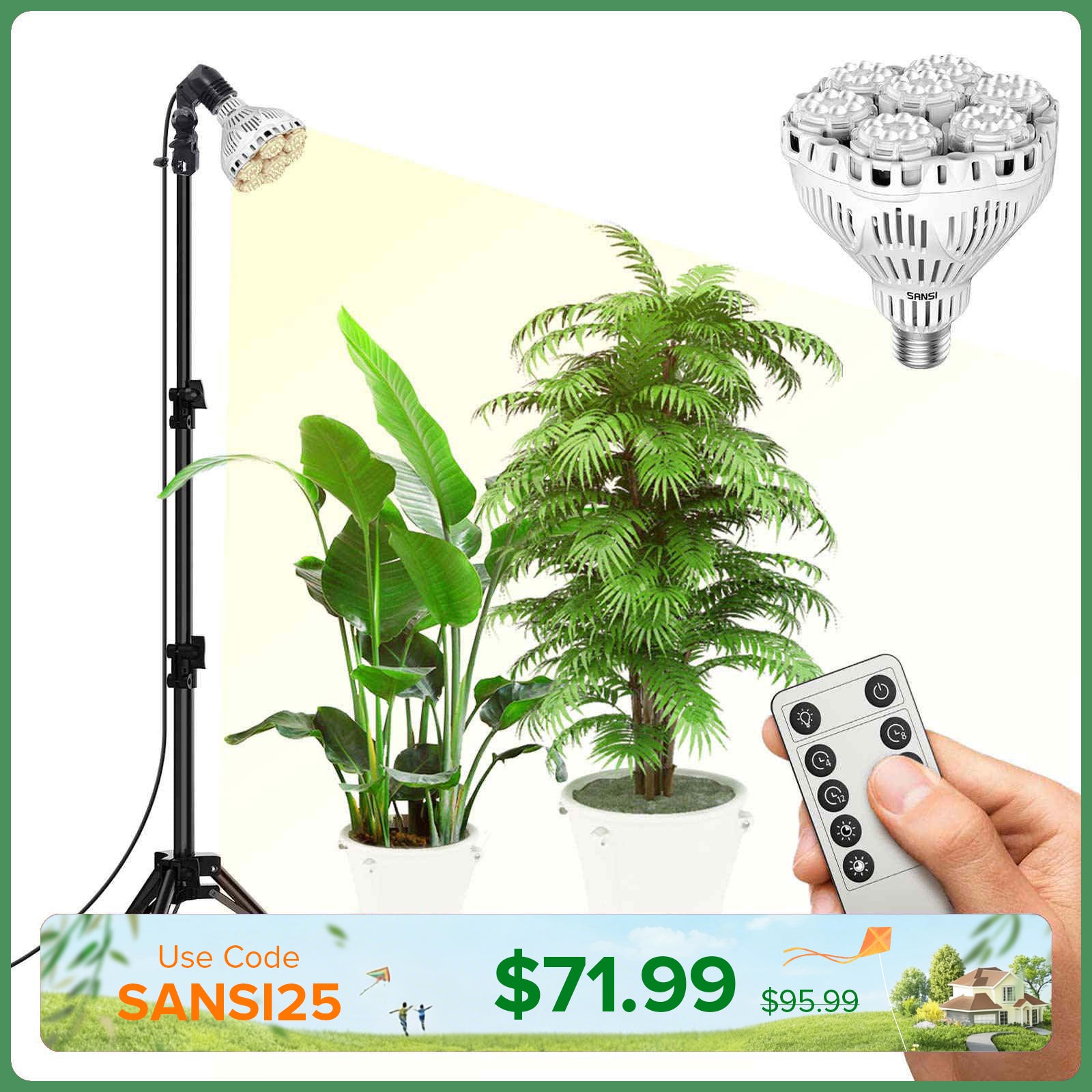 BR30 40W Treppiede regolabile Lampada da coltivazione con telecomando