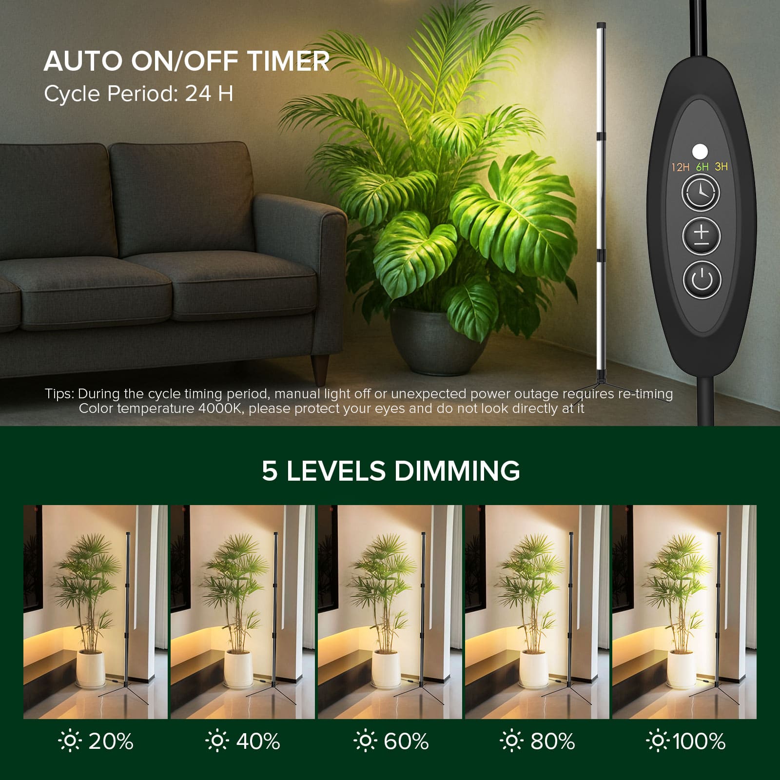 SANSI T10 55W LED Standing Grow Light