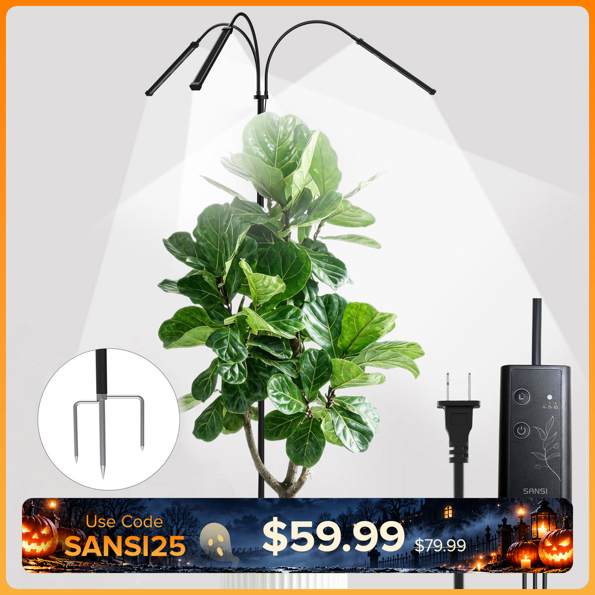 SANSI 45W Standing LED Grow Light with Ground Stake (US/CA ONLY)