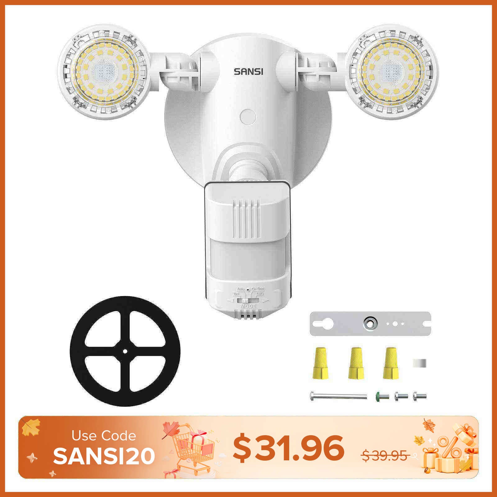 25W LED Security Light (Dusk to Dawn & Motion Sensor)(US/CA ONLY)
