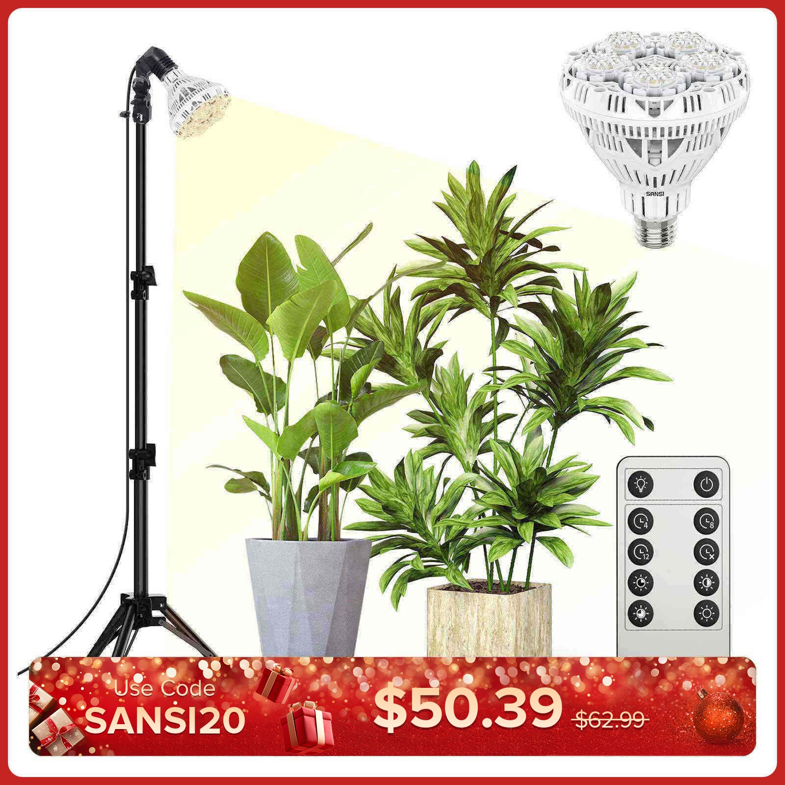 BR30 30 W verstellbares Pflanzenlicht mit Stativ und Fernbedienung (NUR USA)