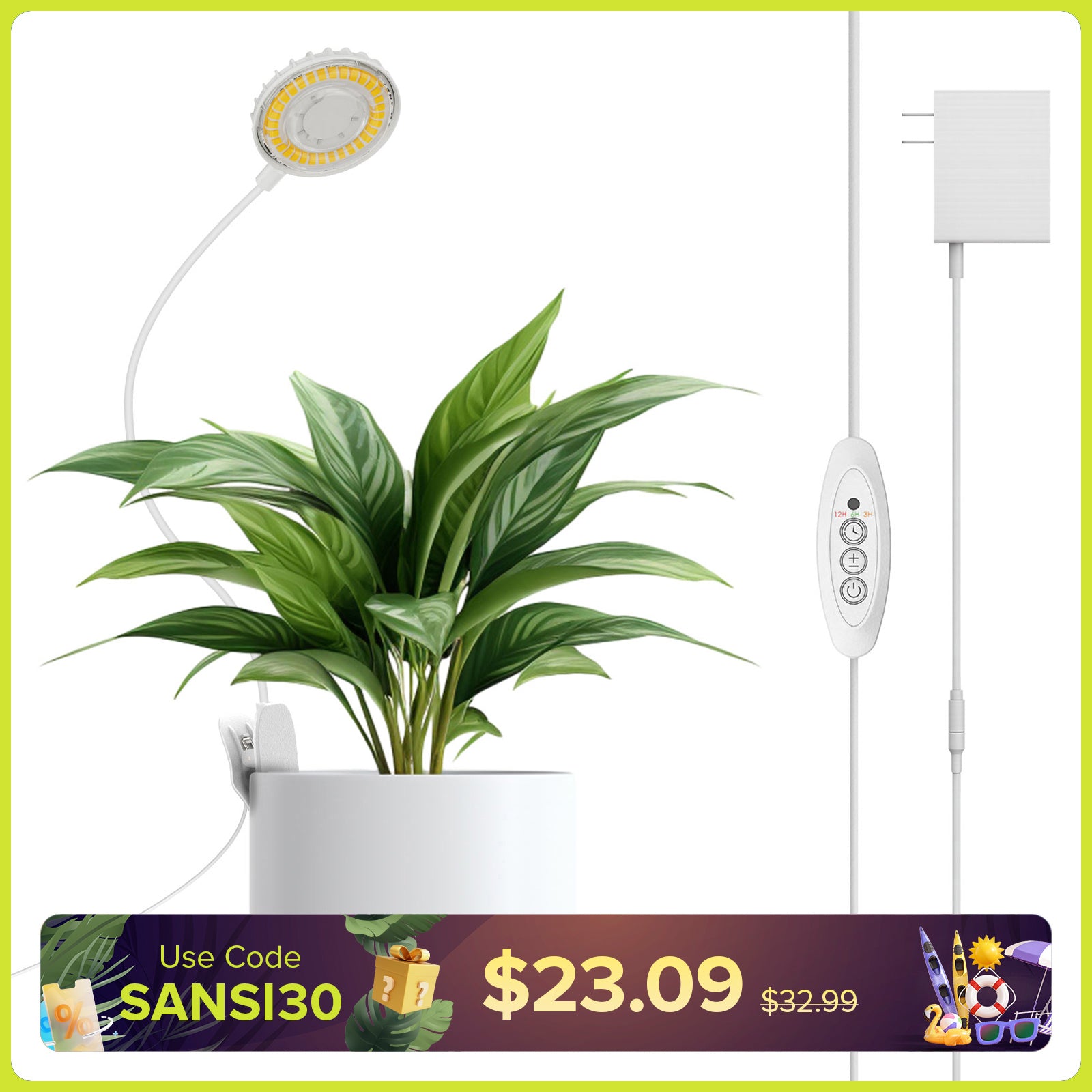 SANSI 12W Pot Clip LED Grow Light (US ONLY)