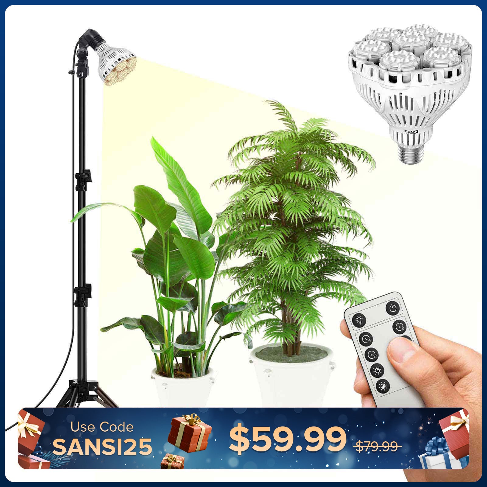 BR30 40W Adjustable Tripod Stand Grow Light with Remote Control