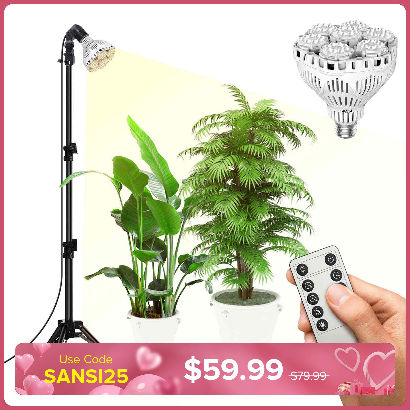 BR30 40W Adjustable Tripod Stand Grow Light with Remote Control