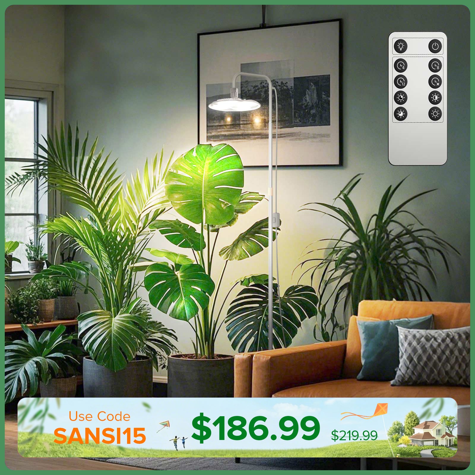 Lampada da coltivazione alta SANSI da 125 W con telecomando (SOLO UE)