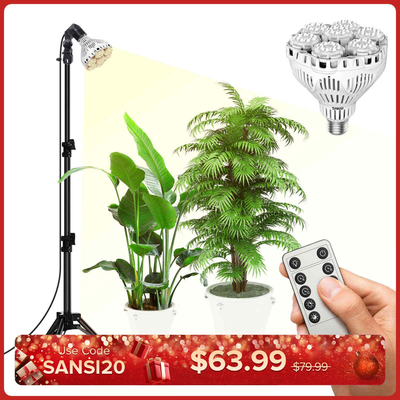 BR30 40 W verstellbares Pflanzenlicht mit Stativ und Fernbedienung (NUR USA)