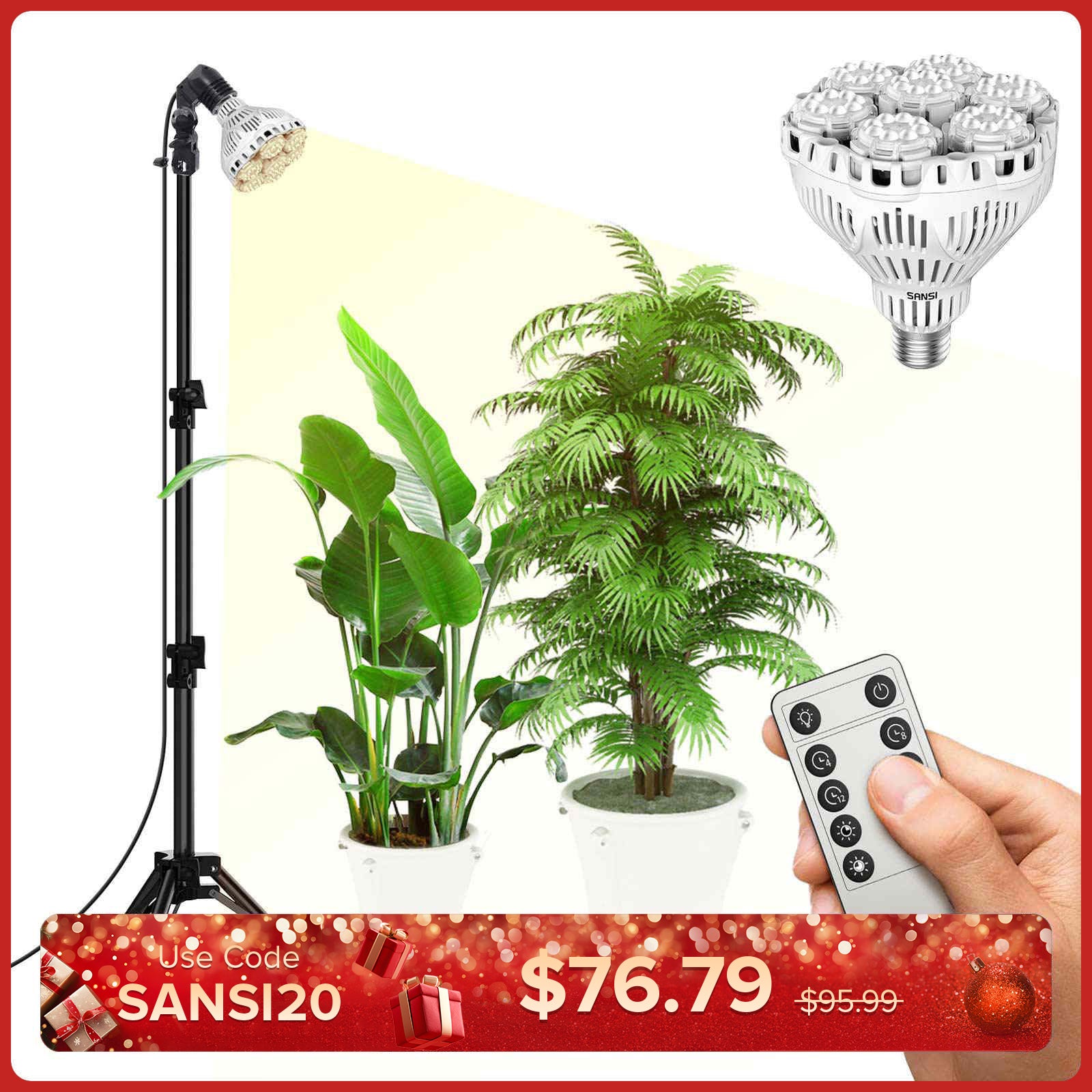 BR30 40 W verstellbares Pflanzenlicht mit Stativ und Fernbedienung (NUR USA)