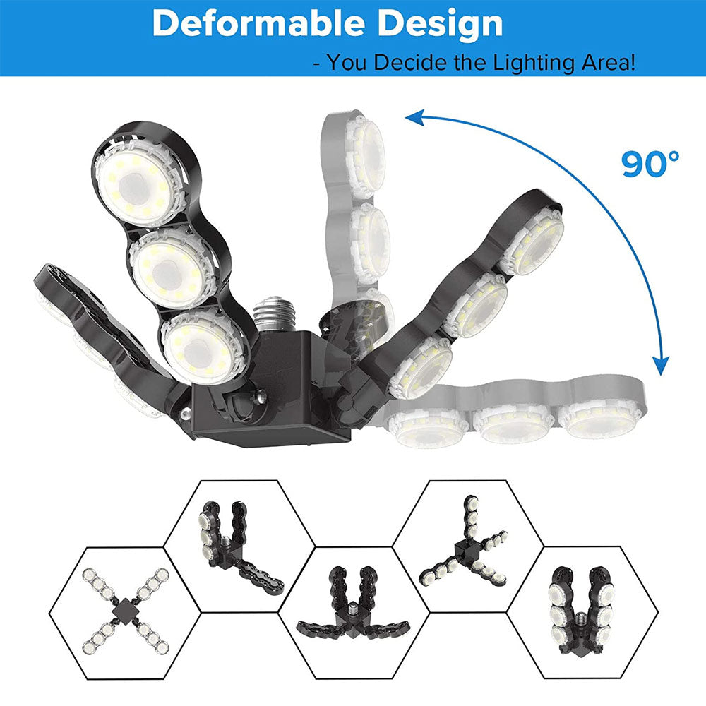 60W LED Garage Light (Folding Wings) (UK ONLY) has deformable design.You decide the lighting area!