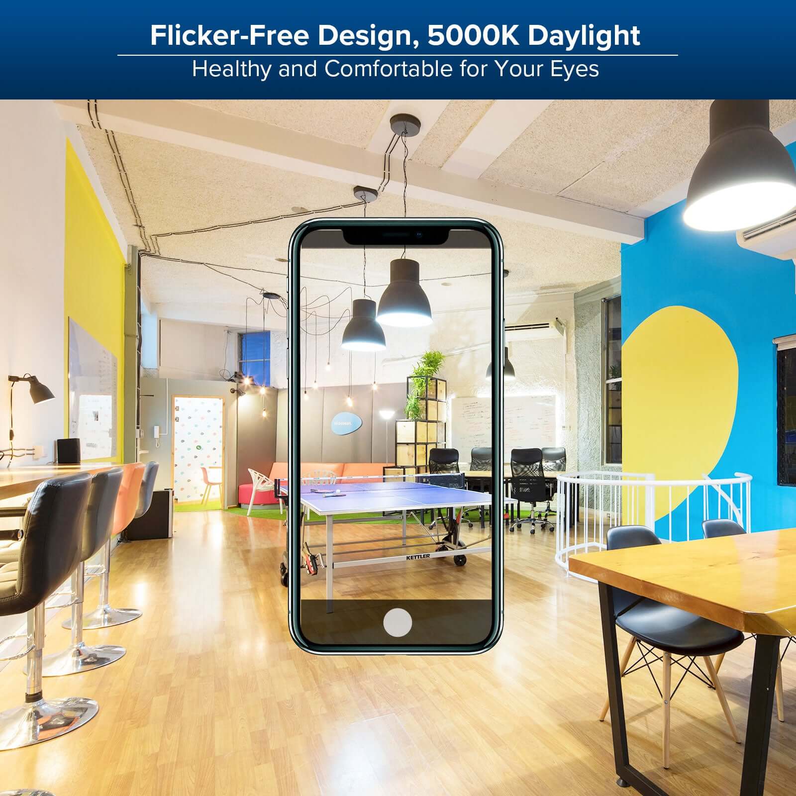 A21 60W LED 5000K Light Bulb has flicker-free design,healthy and comfortable for your eyes.