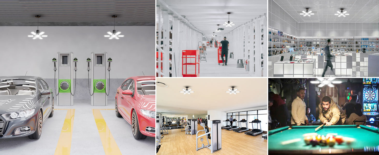 60W Adjustable Panels Garage Light suitable for garage, gym, work shop and extra